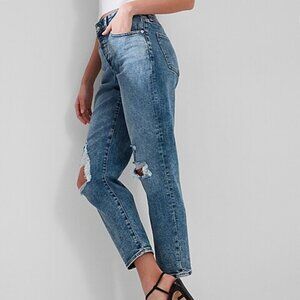 Express Mid-Rise Boyfriend Jean Medium Wash Distressed 14R